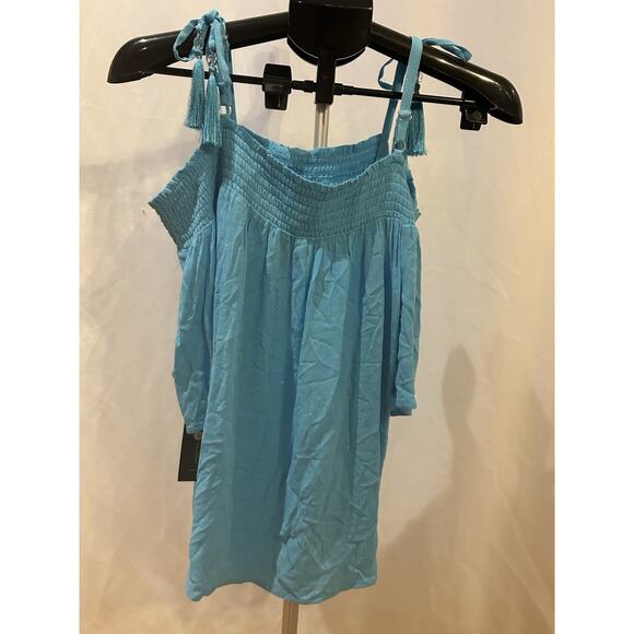 NWT JM Collections Seafoam Blue Woven Cold Shoulder Dress size Petite S - Picture 4 of 5